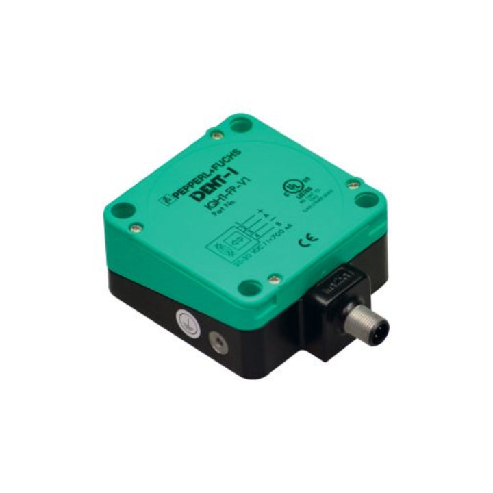 Pepperl+Fuchs IQH1-FP-V1 RFID read/write head, 13.56 MHz, flush-mount, M12 connector, IP67-rated.