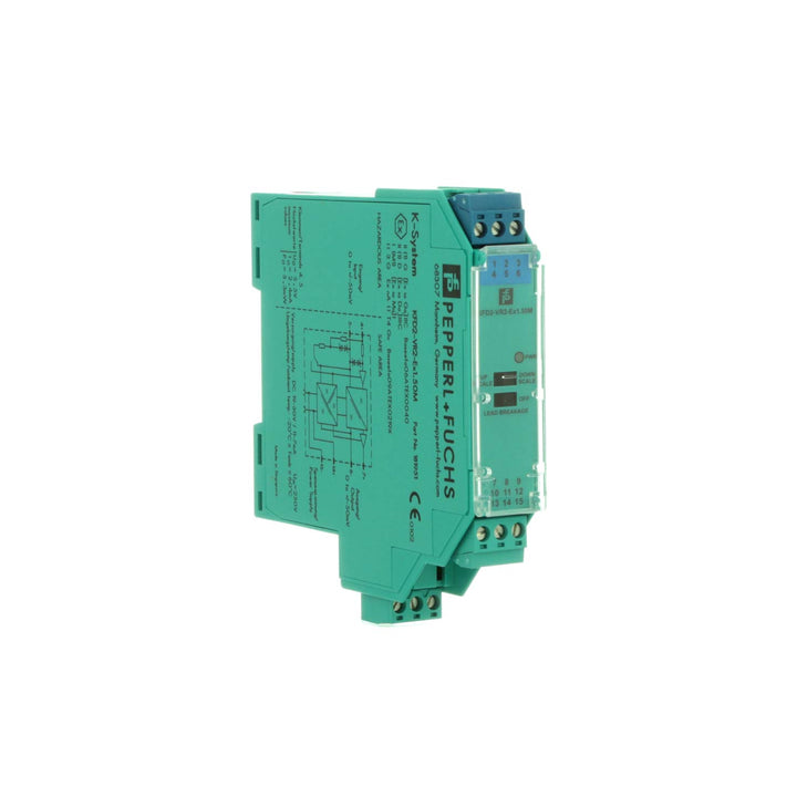 Pepperl+Fuchs KFD2-VR2-Ex1.50M voltage repeater, 1-channel isolated barrier, ±50 mV input/output, intrinsically safe, Part No. 181951.