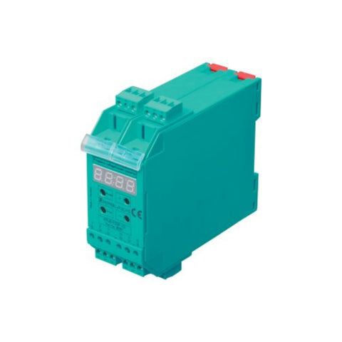 Pepperl+Fuchs KFU8-FSSP-1.D frequency converter, 40 kHz, analog 0–10 V/4–20 mA outputs, digital pulse output, DIN rail mount, part no. 181191.