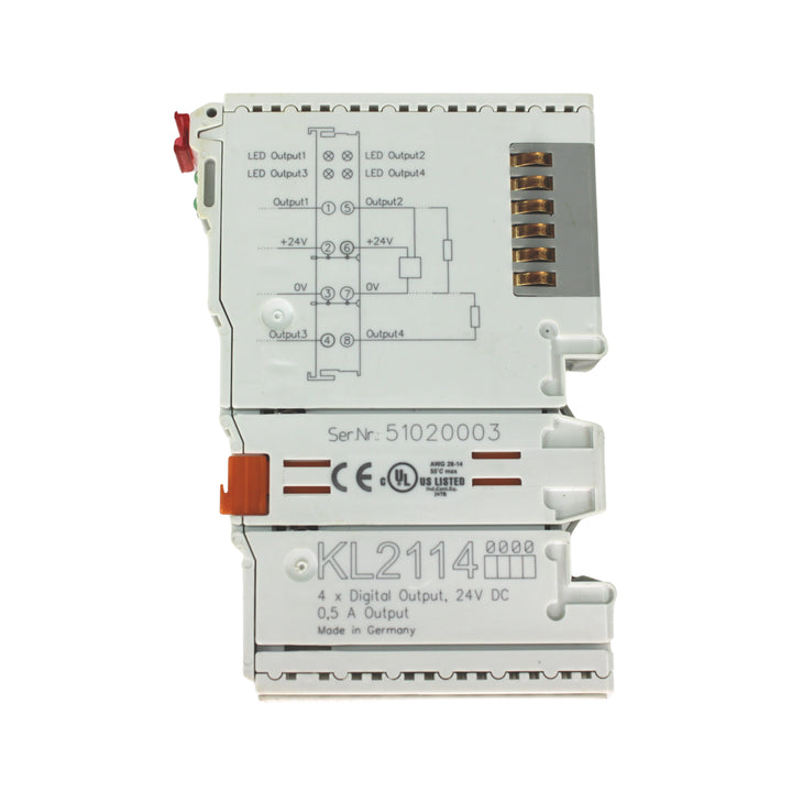 Beckhoff KL2114 digital output terminal, 4-channel, 24 V DC, 0.5 A, K-Bus