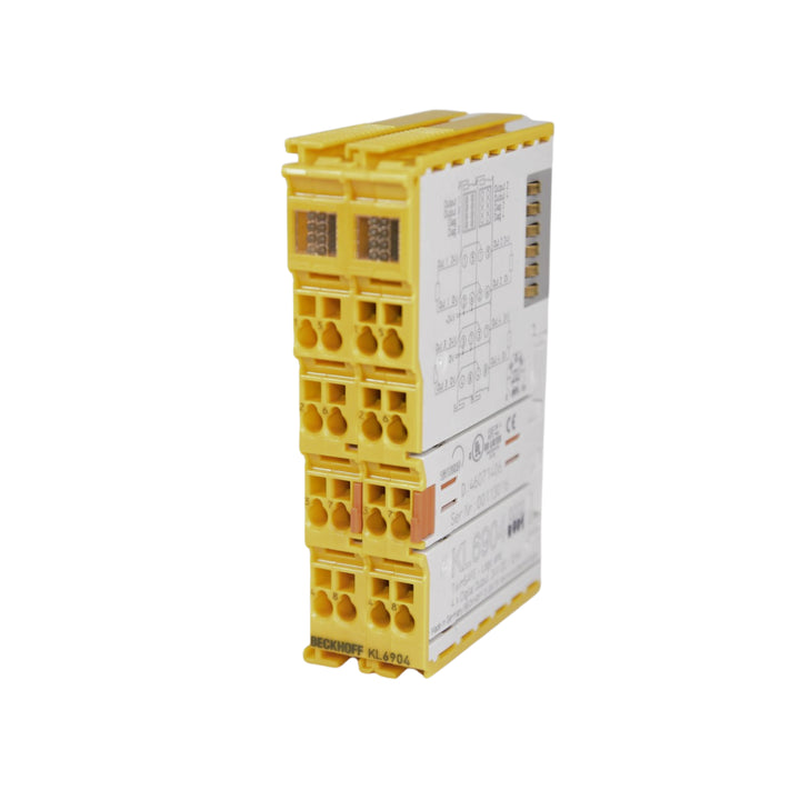 Beckhoff KL6904 TwinSAFE logic terminal for integrating safety functions into Bus Terminal automation systems.