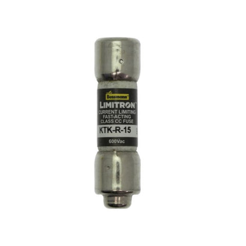 Bussmann KTK-R-15 Class CC fuse, 15 A, 600 V, fast-acting, current-limiting