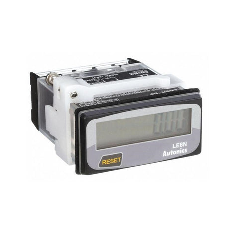 Autonics LE8N-BN through-beam photoelectric sensor with 8 m range and NPN output.