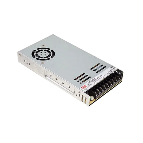 Mean Well LRS-350-48 enclosed power supply, 350 W, 48 V DC, 7.3 A, compact and efficient for industrial automation.