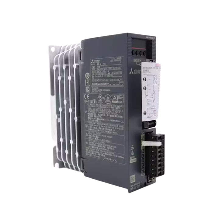 Mitsubishi MR-JE-20A servo amplifier, 200W, 200V AC, compact and efficient with auto-tuning and multiple control modes.