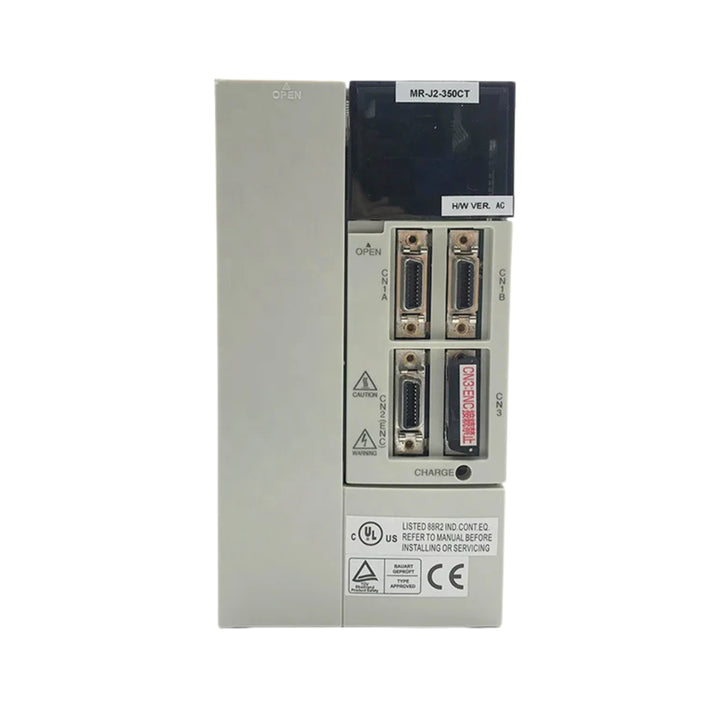 Mitsubishi MR‑J2‑350CT 3.5 kW servo amplifier with SSCNET II and STO for synchronized industrial motion control.