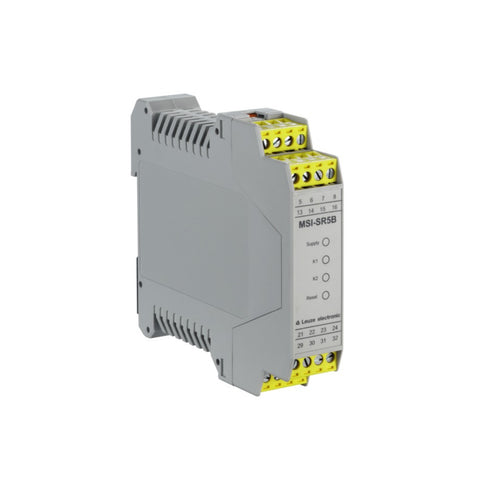 Leuze MSI‑SR5B‑01 dual-channel safety relay with screw terminals