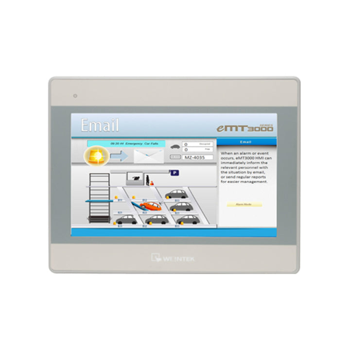 Weintek MT8101iE 10.1-inch HMI with 1024x600 resolution, Ethernet, RS-232/RS-485, and USB host for industrial automation.