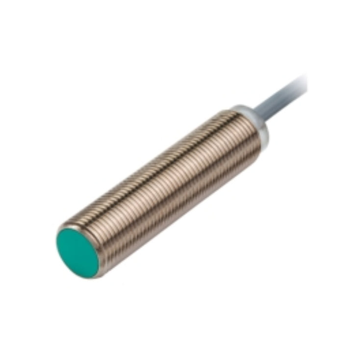 Pepperl+Fuchs NBB4-12GM50-E3-V1 M12 inductive proximity sensor with 4 mm sensing distance, PNP normally closed output, and IP67 protection.