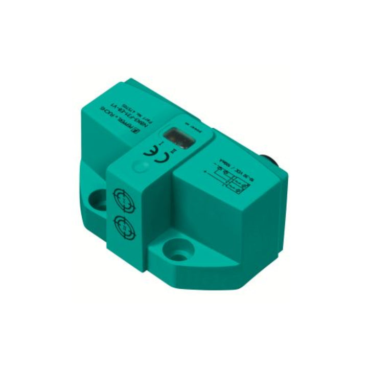 Pepperl+Fuchs NBN3-F31-E8-V1 inductive sensor with 3 mm flush sensing range, dual PNP NO outputs, and IP67 rating for industrial automation.