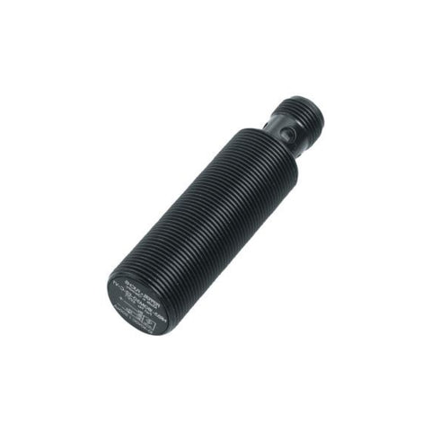 Pepperl+Fuchs NRB5-18GM50-E2-C-V1 magnetic sensor, 5 mm range, M18 housing, PNP output, IP67-rated with M12 connector.