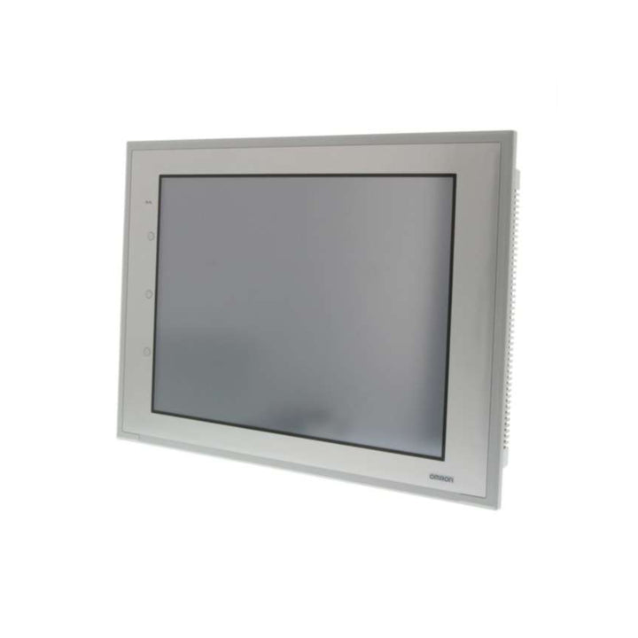 Omron NS10-TV00-V2 HMI with 10.4-inch color TFT screen, RS-232C/RS-422A ports, and IP65 front panel for industrial automation control.