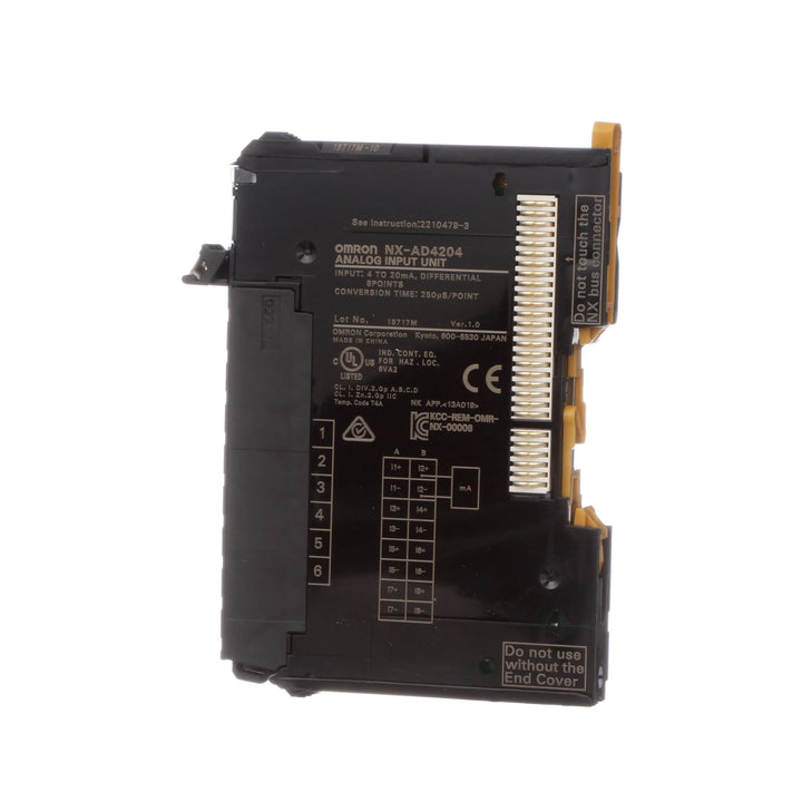 NX-AD4204 Omron high-performance analog output unit for Omron's NX-series controllers, offering four channels of precise analog output for versatile industrial automation control.