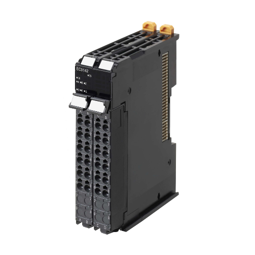 NX-EC0142 Unidade acopladora Omron EtherCAT para controladores da série NX da Omron, facilitando a integração e comunicação perfeitas com dispositivos de campo EtherCAT em automação industrial.