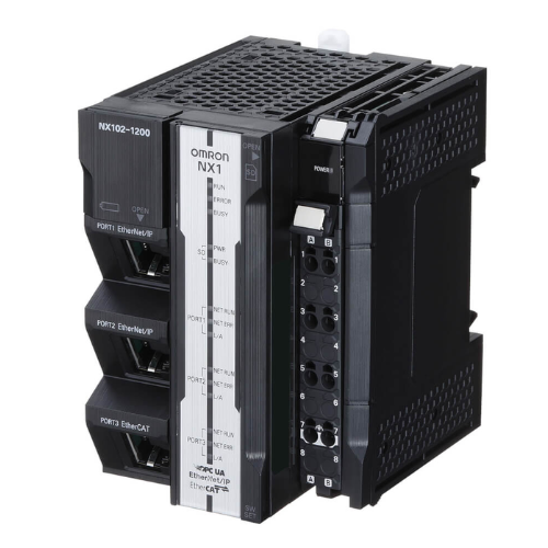 NX102-1200 CPU modular Omron Sysmac NX1, programa de 5 MB y memoria de datos de 33,5 MB, EtherCAT incorporado (8 ejes servo, 4 ejes PTP, total 64 nodos EtherCAT), 2 puertos Ethernet (OPC-UA y EtherNet/IP)