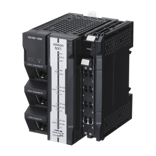 NX102-9000 Omron Sysmac NX1 Modular CPU, 5MB program and 33.5MB data memory , built-in EtherCAT (0 servo axes, 4 PTP axes, total 64 EtherCAT nodes), 2 Ethernet ports (OPC-UA and EtherNet/IP)