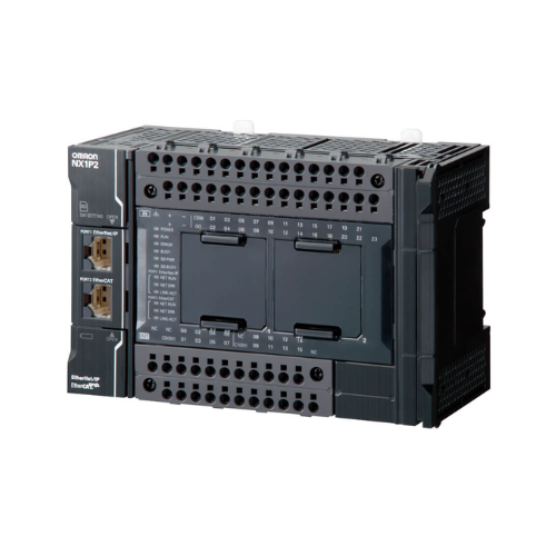 NX1P2-1140DT1 CPU Omron Sysmac NX1P com 40 E/S de transistor digital (PNP), memória de 1,5 MB, EtherCAT (4 servo-eixos, 4 eixos PTP, 16 nós EtherCAT), EtherNet/IP e 2 portas seriais opcionais