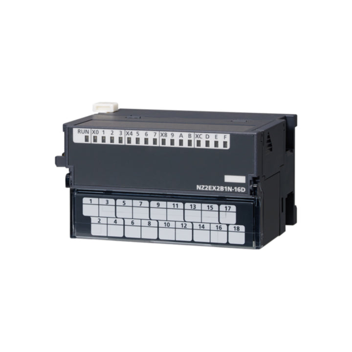 Mitsubishi NZ2EX2B1N-16D high-speed counter expansion unit for NZ2 PLC with 16 differential inputs.