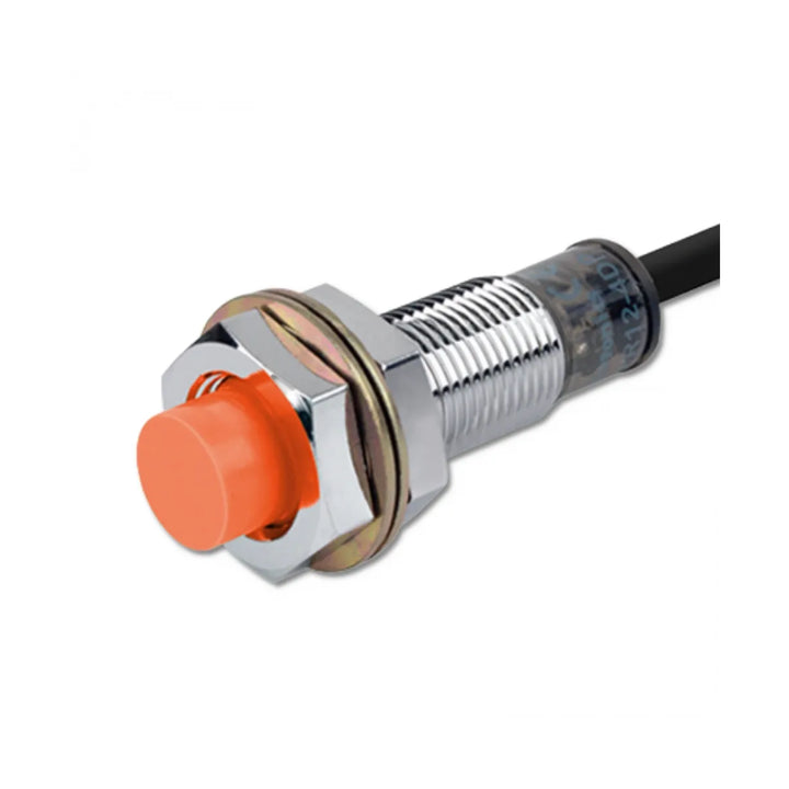 Autonics PR12-4DP inductive proximity sensor with 4 mm sensing range, PNP output, and durable M12 housing.