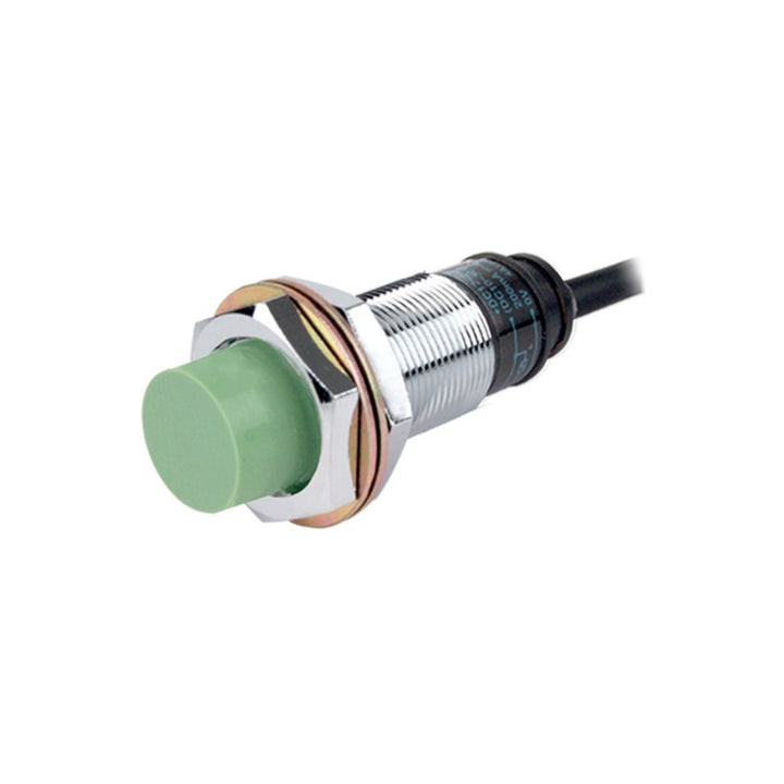 Autonics PR18-8DN inductive proximity sensor with 8 mm sensing range and M18 nickel-plated brass housing.