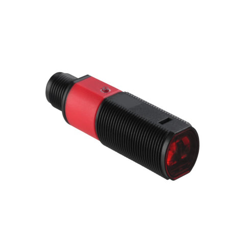 Leuze PRK318B/4P‑M12 retro-reflective sensor, 5 m range, polarized red light, M18 housing with M12 connector