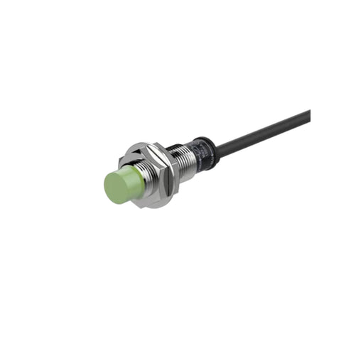 Autonics PRT12-4DO inductive proximity sensor with 4 mm range, PNP output, and M12 nickel-plated housing.