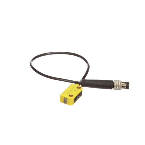 Banner Q12AP6FF50Q3 compact diffuse photoelectric sensor, PNP output, 50 mm range, IP67.