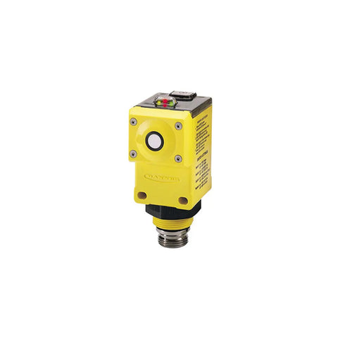 Banner Q45ULIU64ACRQ6 ultrasonic sensor with PNP output and IP67 housing for industrial object detection.