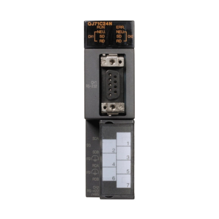 Mitsubishi QJ71C24N serial communication module, 2-channel RS-232/422/485, for Q Series PLC