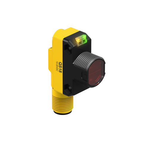 Banner QS18VP6LVQ8 ultrasonic sensor with PNP output and IP67 housing for industrial object detection.