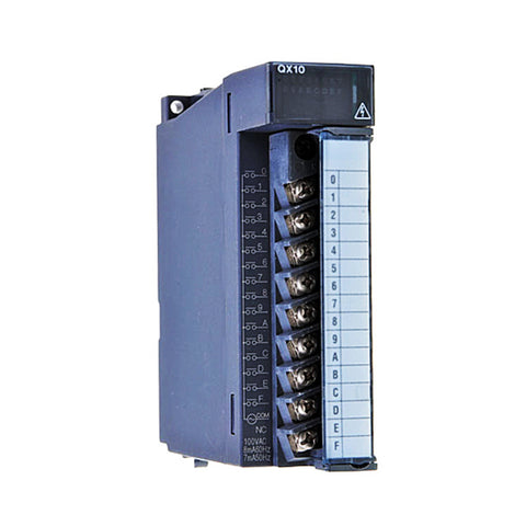 Mitsubishi QX10 digital input module, 8-point, 24V DC sink/source, for Q Series PLC