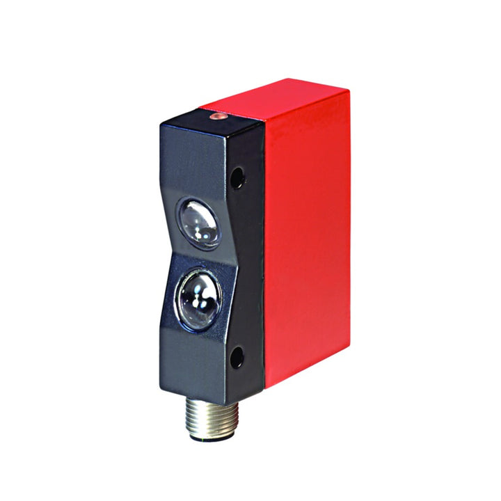 Leuze RK 93/4‑60 L diffuse sensor, 60 mm range, side-view red LED, terminal connection, IP67