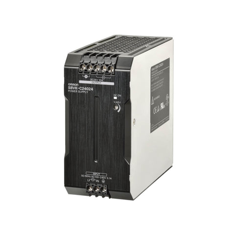 Omron S8VK-C24024 power supply, 240W 24V DC output with wide AC/DC input range and DIN rail mount. Compact and reliable for industrial use.