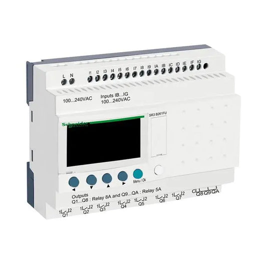 SR3B261FU Schneider Electric modular smart relay Zelio Logic - 26 I O - 100..240 V AC - clock - display