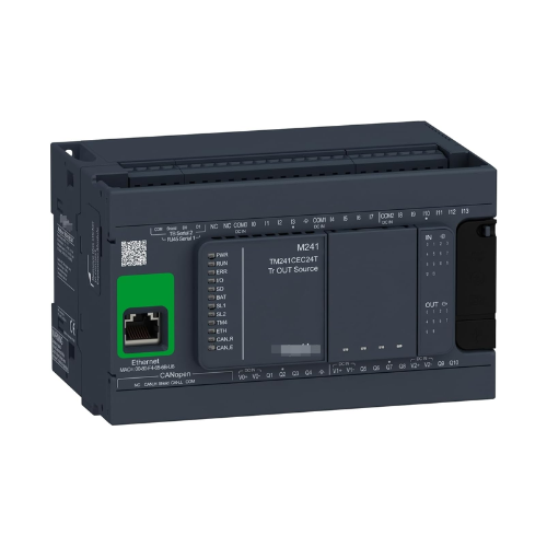 Controlador lógico Schneider Electric TM241CEC24T, Modicon M241, 24 IO, transistor, PNP, Ethernet, CAN master