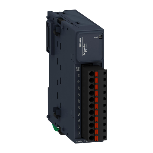 TM3AQ4G Módulo de saída analógica Schneider Electric, Modicon TM3, 4 saídas, mola, 24V DC