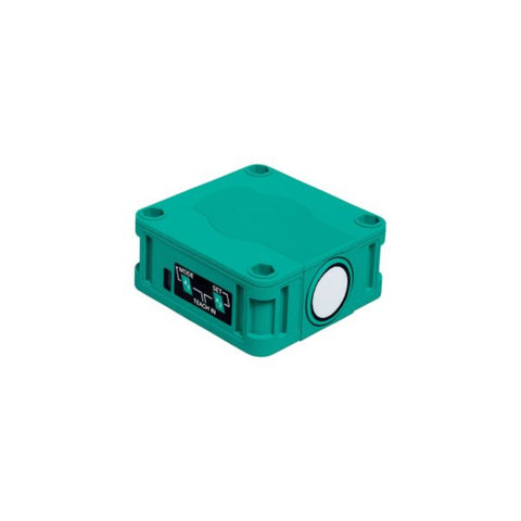 Pepperl+Fuchs UB2000-F42S-I-V15 ultrasonic sensor, 2 m range, analog output 4–20 mA, M12 connector, IP67 housing.