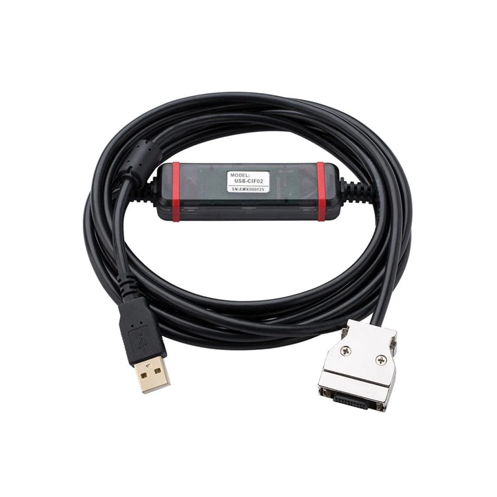 Mitsubishi USB-CIF02 USB communication module for connecting PC to servo or inverter drives with configuration tools.