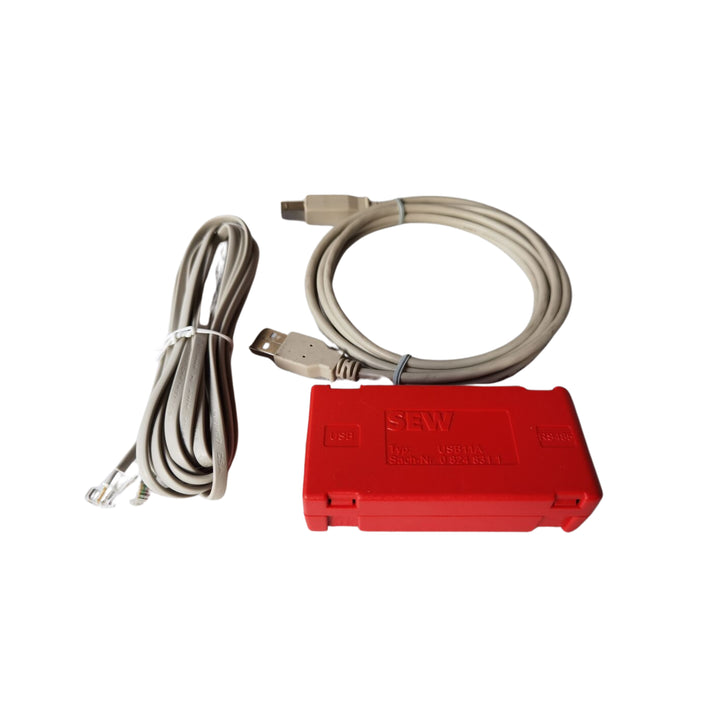 SEW-Eurodrive USB11A interface adapter with USB to RS485 conversion, includes cables and software for MOVIDRIVE® communication.
