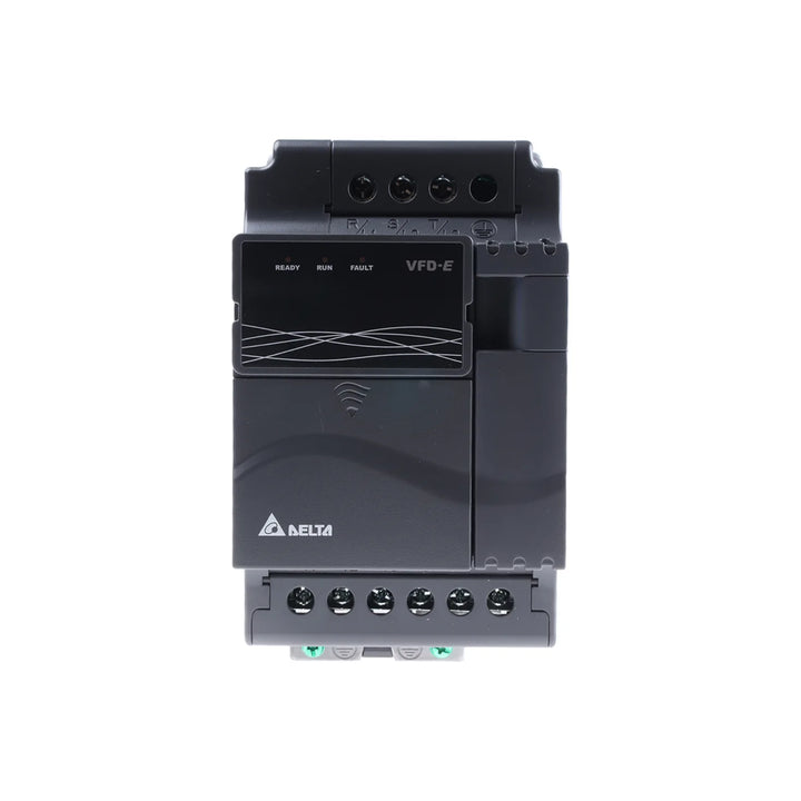 Delta VFD022E43A frequency drive with compact and efficient design for industrial use.