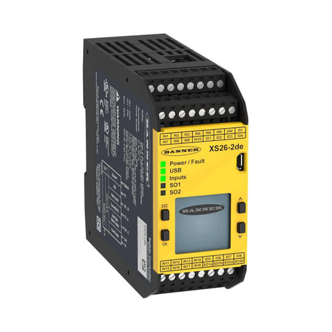 Banner Engineering XS26-2DE expandable safety controller, 26 inputs, dual Ethernet, 24 V DC