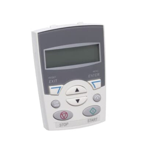 ABB ACS-CP-C basic control panel for ACS310, ACS350, ACS355, and ACS550 drives. Simple LED interface for drive control and monitoring.