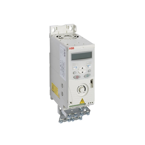 ABB ACS150-03E-03A3-4 1.5 HP VFD, 3.3 A, IP20 with integrated keypad, braking chopper, and EMC filter for OEM motor applications.