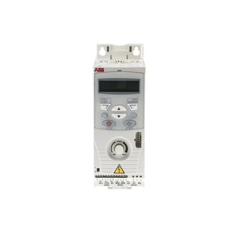 ABB ACS150-03E-07A3-4 4 HP variable frequency drive, IP20, 480 V, with keypad, EMC filter, for compact motor control applications.