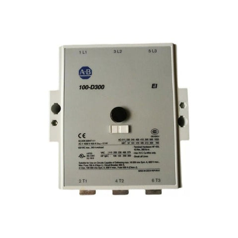 Allen-Bradley 100-D300-ED11 IEC contactor, 300A, 600V, for heavy-duty motor control in industrial automation applications.