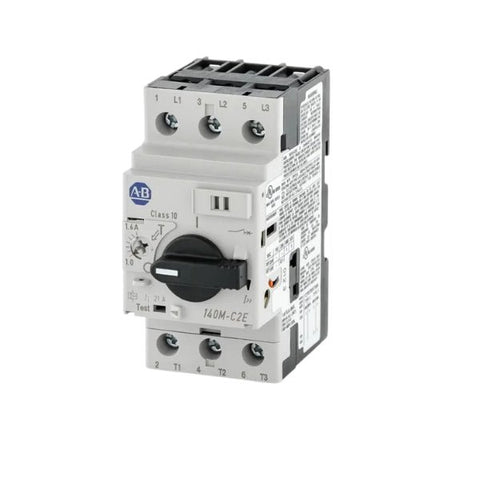 Allen-Bradley 140M-C2E-B25 motor protection circuit breaker, 3-phase, 2.5A, IEC rated for industrial control