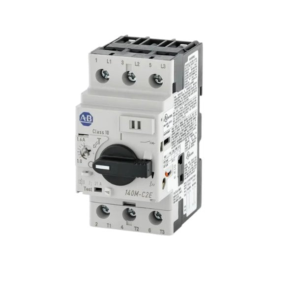 Allen-Bradley 140M-C2E-B25 motor protection circuit breaker, 3-phase, 2.5A, IEC rated for industrial control