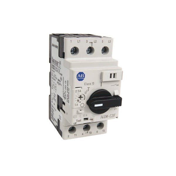 Disjuntor motor Allen-Bradley 140M-C2E-B63 3 polos, proteção confiável de motores industriais até 63A.