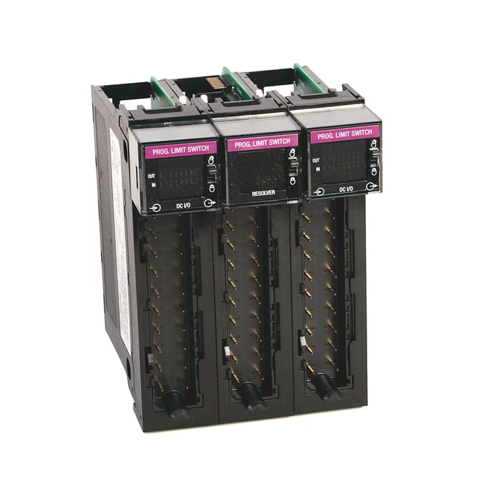 Allen-Bradley 1756-PLS programmable limit switch, 3-slot wide, resolver input, 4x4 I/O groups, for high-speed ControlLogix motion control.