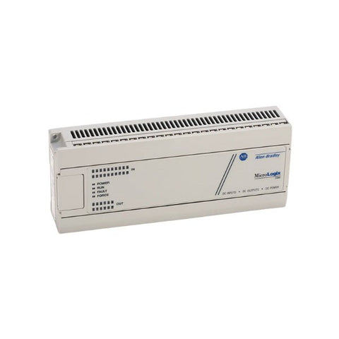 MicroLogix 1000 PLC with 32 I/O, 24V DC power supply, RS-232 communication, and EEPROM memory.